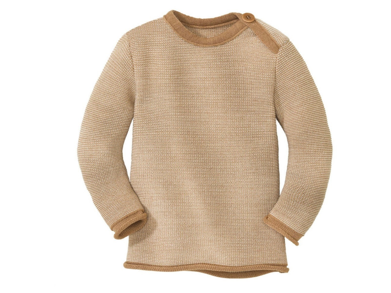 Disana Baby und Kinder Pullover Bio-Merinowolle melange-karamell-natur Gr. 74/80