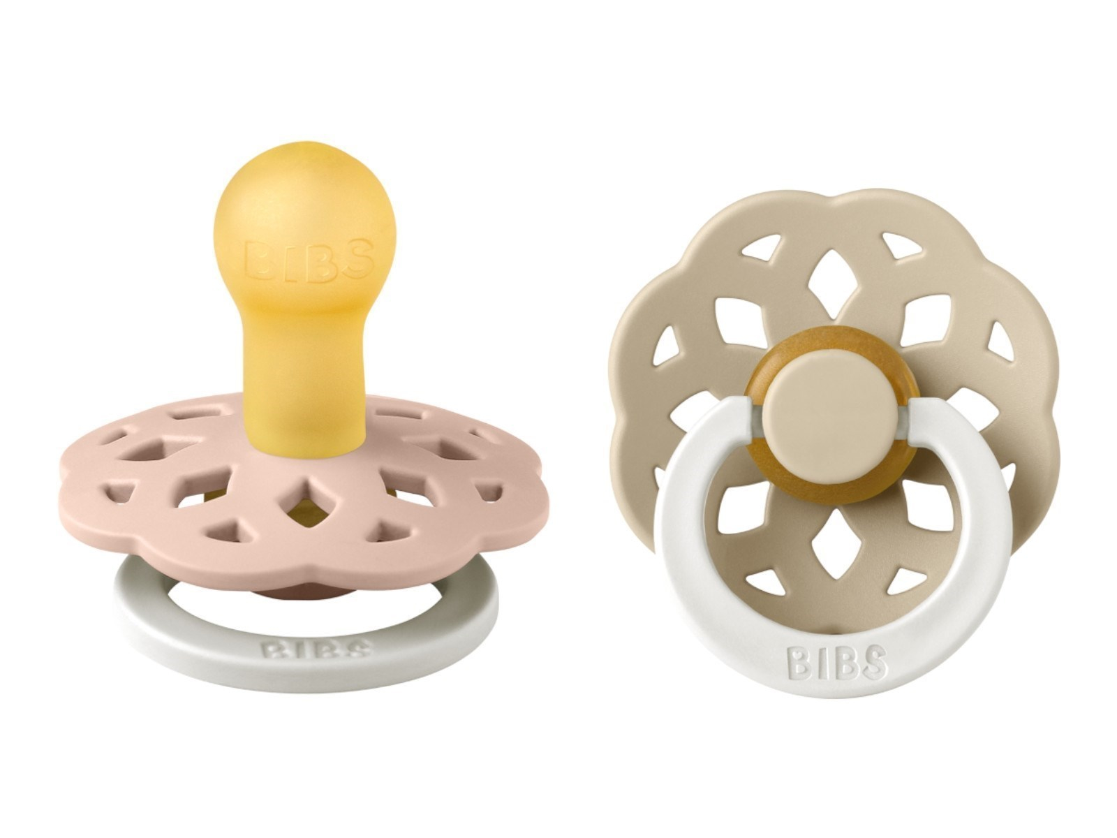 BIBS Nacht Schnuller Naturlatex "Boheme" 2er Pack kirschförmig blush-vanil. 0-6 Monate