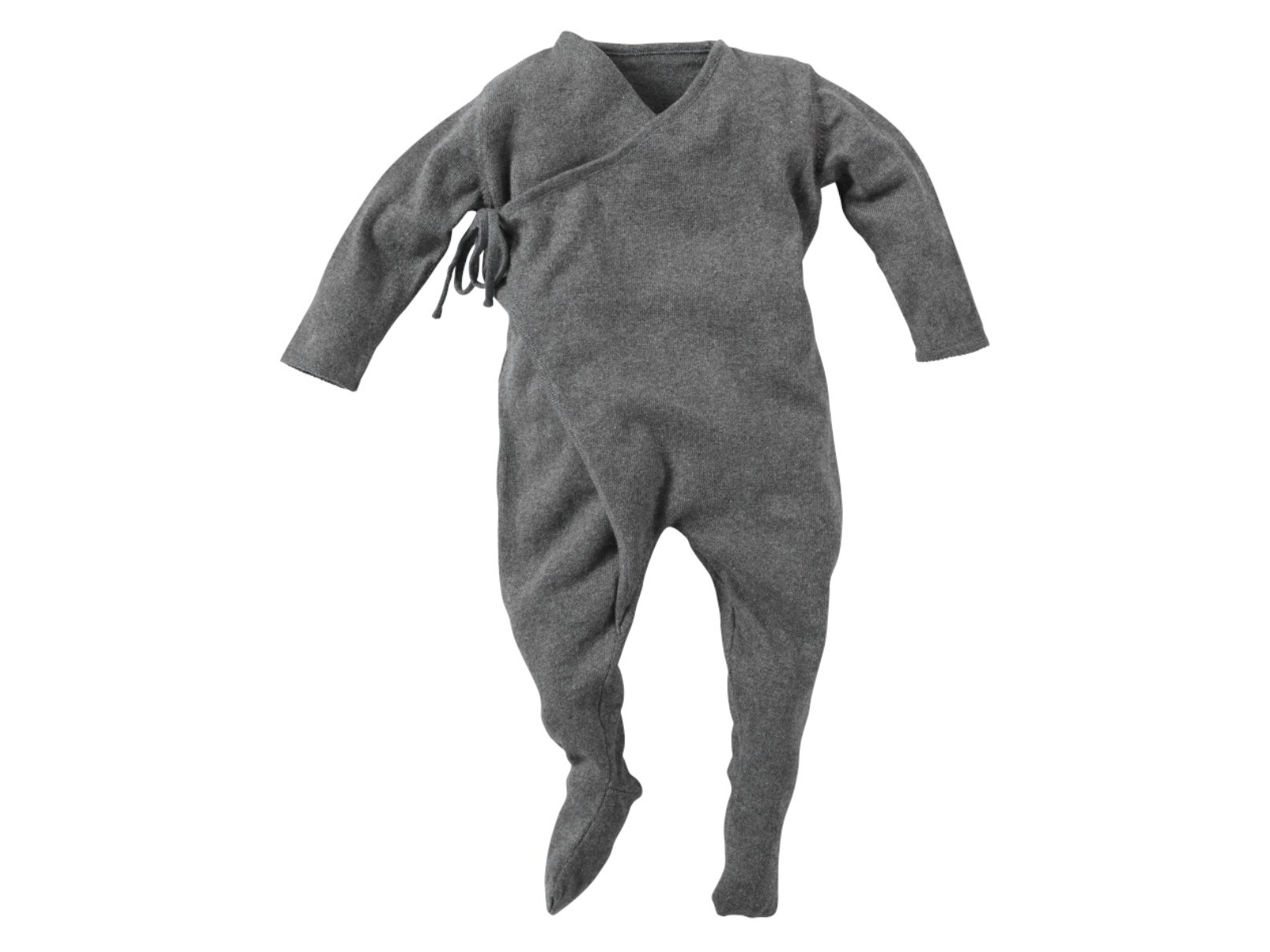 Baby Wickel Strampler Bio-Baumwolle Feinstrick grau Gr.62/68