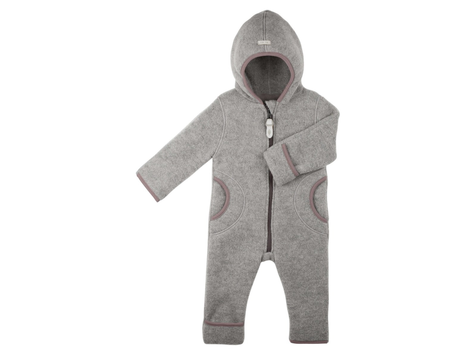 PURE PURE by Bauer Baby und Kinder Overall Kapuze Bio-Merinowolle Fleece grau Gr.74/80