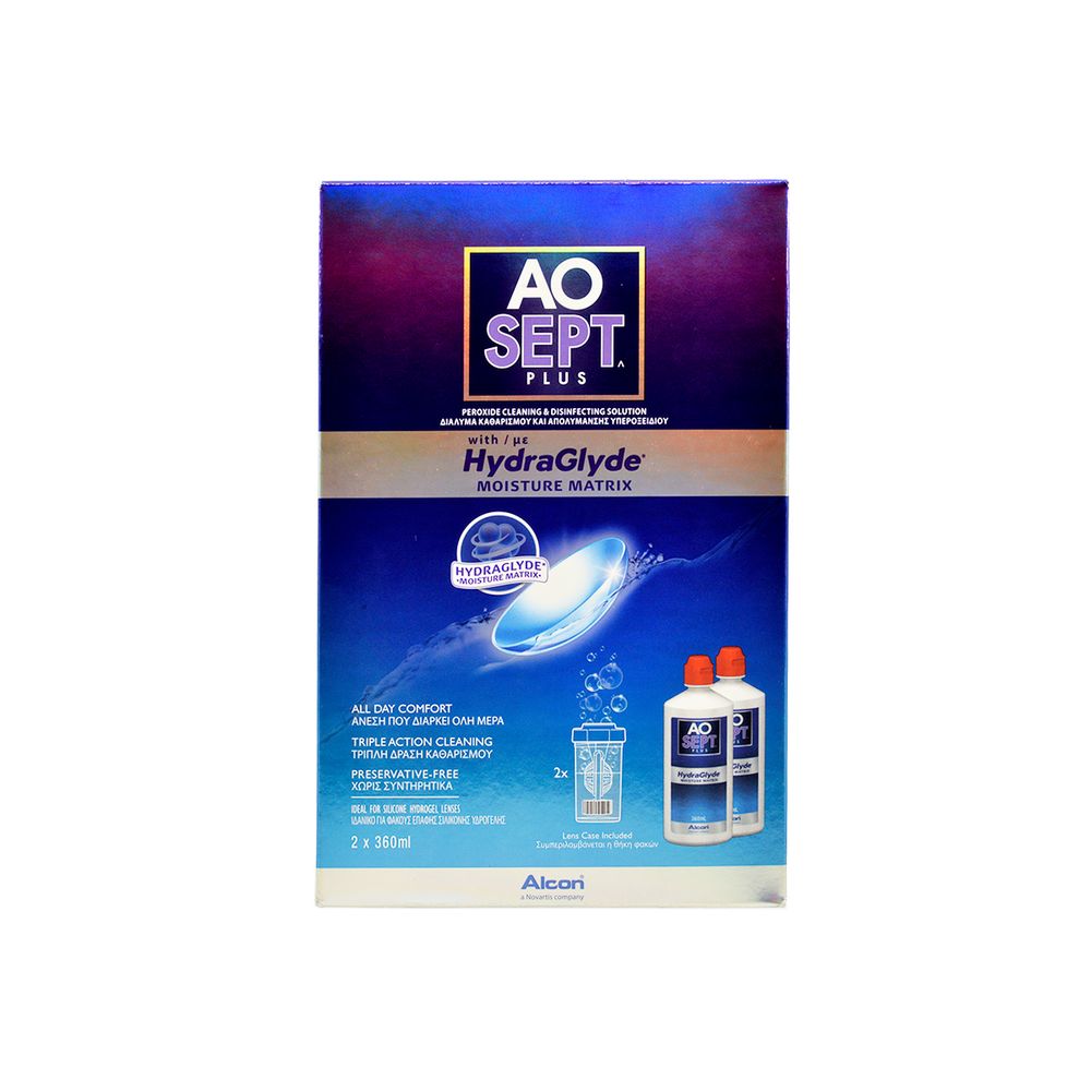 AOSept Plus mit HydraGlyde Kombilösung von Alcon | Doppelpack (2x360ml)
