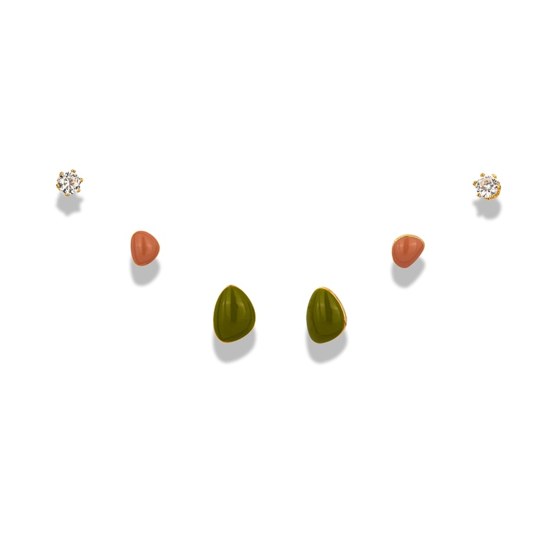 Yhpup Koreanische Geometrische Emaille Kleine Zucht Ohrringe einstellen glänzend Zirkonia Ohrringe Kupfer Schmuck für Frauen Hochzeit Neue