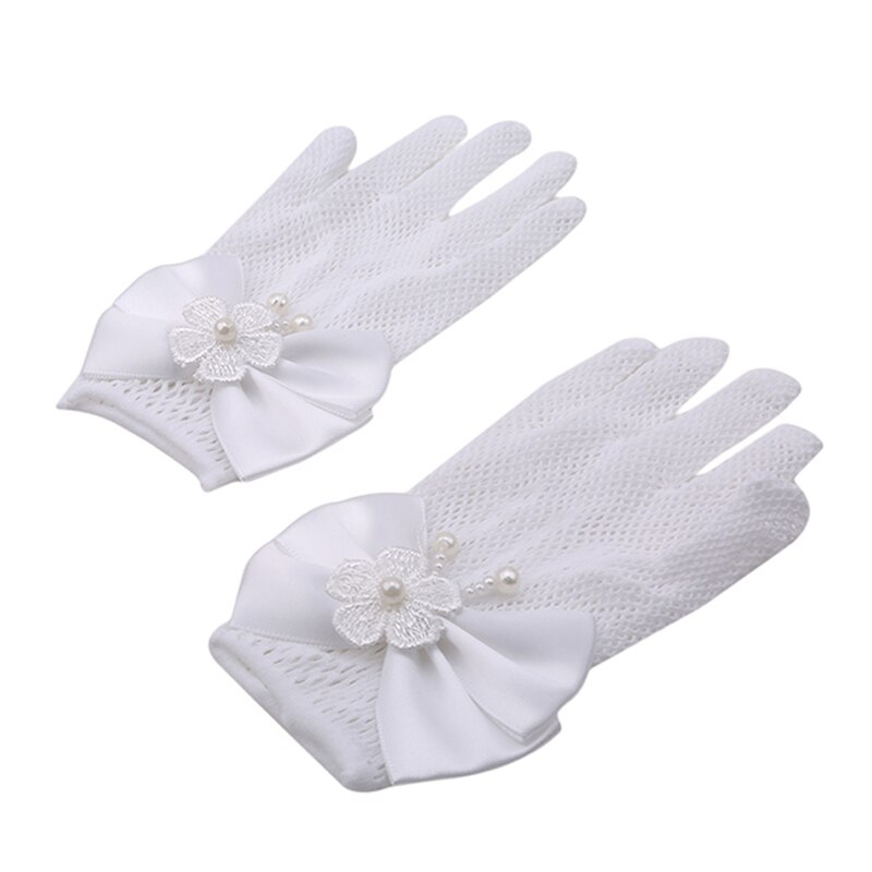 freundlicher Bogen Kleid Handschuhe Für Mädchen Hochzeit Blume Mädchen Weiß Handschuhe Perle Fischnetz Handschuhe Kommunion Blume Für Party Zubehör