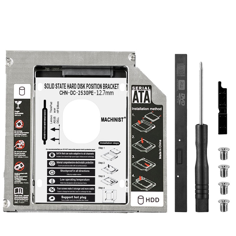 Aluminium Optibay 12,7mm SATA 3,0 2nd HDD Caddie SSD CD DVD fallen Gehäbenutzen Rodeln für Laptop DVD-Rom optisch Bucht Kasten SuperDrive