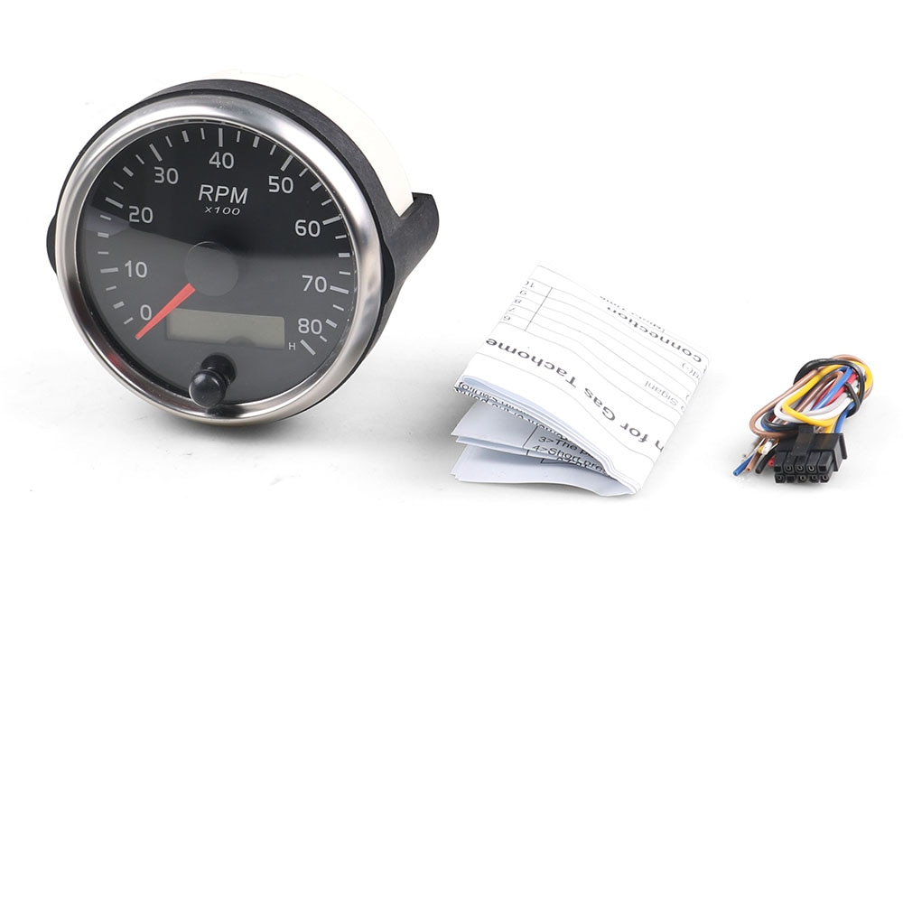 0-8000RPM Drehzahlmesser 85MM Tacho Meter Bernstein/Weiß Licht 12V/24V RPM Messgerät mit LCD Für Benzin Benzin Auto Lkw Stiefel