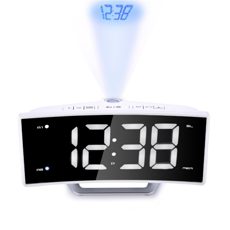 Elektronische Wecker Projektor Uhr Spiegel Uhr Clever Luminova Tisch für Büro Schlafzimmer Moderne LED Digital Uhr FM Radio