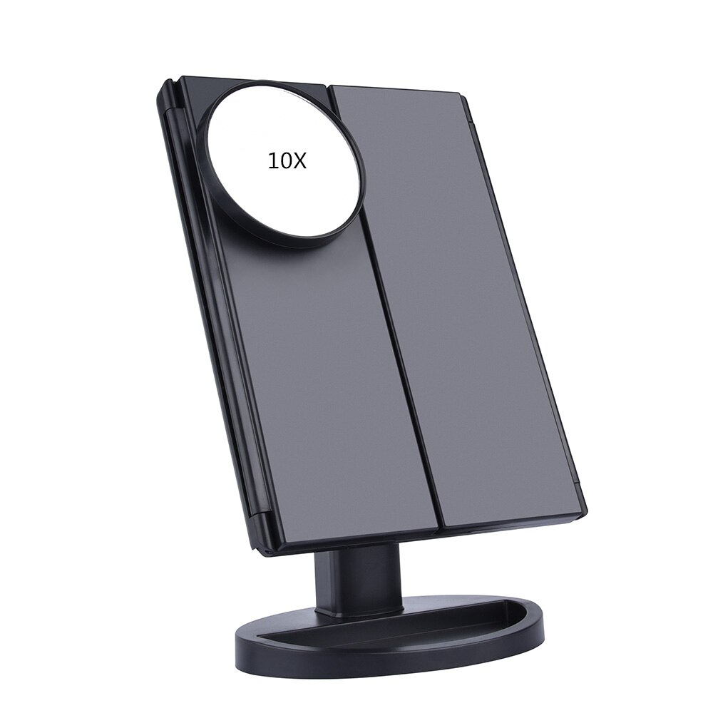 HEIßER 22 Licht Touchscreen LED machen-hoch Spiegel Tabelle Schreibtisch Eitelkeit 1X/2X/3X/10X Vergrößerungs Spiegel 3 Falten Einstellbare Spiegel