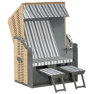 Sunny Smart® Strandkorb Rustikal 15Z grau, creme, weiß, braun Kunststoff, Holz, 1-teilig