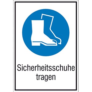 SafetyMarking® Gebotsaufkleber 'Sicherheitsschuhe tragen ' rechteckig 13,1 x 18,5 cm