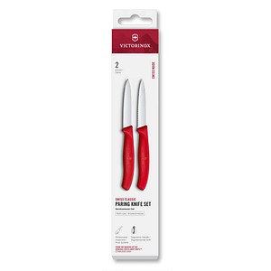VICTORINOX Küchenmesser  Swiss Classic silber, rot, Klinge: 8,0 cm, 2 St.