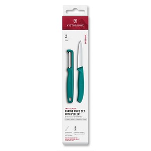 VICTORINOX Küchenmesser + Sparschäler Swiss Classic silber, grün, 1 Set