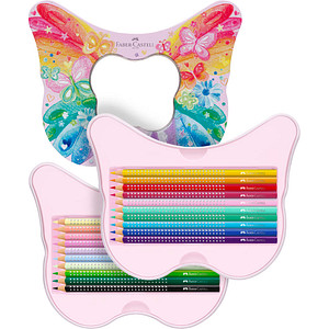 FABER-CASTELL Geschenkset Schmetterling Sparkle Buntstifte farbsortiert, 20 St.
