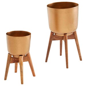 WOHNLING Pflanzenständer-Set Metall, Ø 31,0/25,0 cm gold, 2 St.