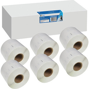 G&G Etikettenrollen für Etikettendrucker ersetzt DYMO S0722430/99014 weiß, 54,0 x 101,0 mm, 6 x 220 Etiketten