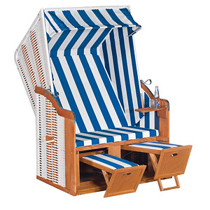 Sunny Smart® Strandkorb Rustikal 50 Basic blau, weiß, gestreift, weiß Kunststoff, Holz, 1-teilig
