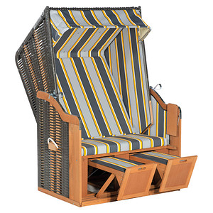 Sunny Smart® Strandkorb Rustikal 50 Basic dunkelgrau, grau, gestreift, anthrazit Kunststoff, Holz, 1-teilig