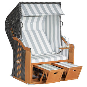 Sunny Smart® Strandkorb Rustikal 250 Basic grau, weiß, gestreift, anthrazit Kunststoff, Holz, 1-teilig