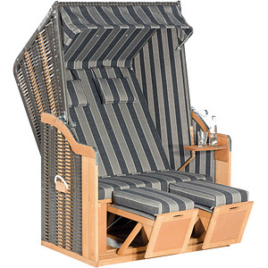 Sunny Smart® Strandkorb Rustikal 50 Plus anthrazit, gestreift, anthrazit Kunststoff, Holz, 7-teilig