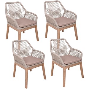 Garden Pleasure Gartenstühle mit Armlehnen POMONA beige, Holz, 4 St.