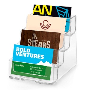 deflecto Visitenkartenhalter glasklar, für pro Fach bis zu 50 Visitenkarten