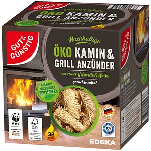 GUT&GÜNSTIG Kamin- & Grillanzünder braun, 32 St.
