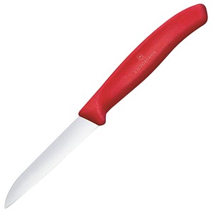 VICTORINOX Küchenmesser  Swiss Classic silber, rot glänzend, poliert, Klinge: 8,0 cm, 1 St.