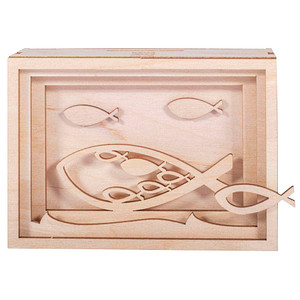 Rayher Holzbausatz 3D-Geschenkbox Fische natur