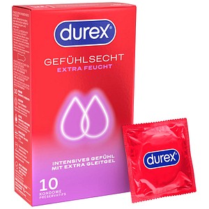 durex Kondome Gefühlsecht Extra Feucht, 10 St.