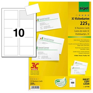 SIGEL Visitenkarten LP795 satiniert weiß 225 g/qm, 100 St.