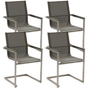 Garden Pleasure Gartenstühle mit Armlehnen SIENNA grau, Metall, 4 St.