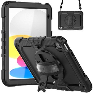 DEQSTER 360° Rugged Case Tablet-Cover für Apple iPad 10. Gen (2022), iPad 10. Gen (2024), iPad (A16) (2025) schwarz