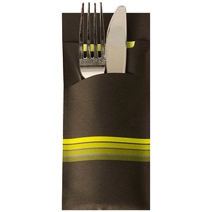PAPSTAR Bestecktaschen Stripes schwarz/gelb 8,5 x 20,0 cm, 520 St.