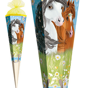 ROTH Schultüte Blumenpferde 85,0 cm mehrfarbig