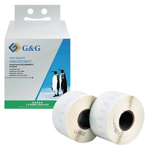 G&G Etikettenrollen für Etikettendrucker ersetzt DYMO 99012/S0722400 weiß, 36,0 x 89,0 mm, 2 x 260 Etiketten