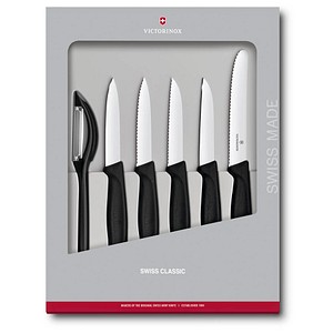 VICTORINOX Küchenmesser + Sparschäler Swiss Classic silber, schwarz, 1 Set