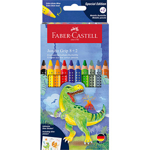 FABER-CASTELL Dino Jumbo Grip Buntstifte farbsortiert, 10 St.