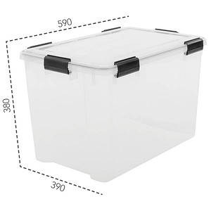 IRIS Ohyama Water Proof Aufbewahrungsbox 70,0 l transparent, schwarz 39,0 x 59,0 x 38,0 cm, 1 St.