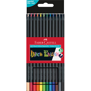 FABER-CASTELL Black Edition Buntstifte farbsortiert, 12 St.