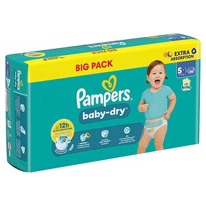Pampers® Windeln baby-dry™ BIG PACK  Größe Gr.5+ (12-17 kg) für Babys und Kleinkinder, 50 St.