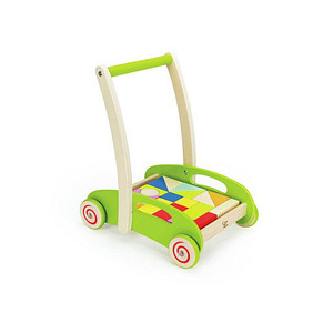 Hape E0371A Bau-Wagen mit Holzklötzchen Bausteine