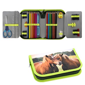 EBERHARD FABER Federmäppchen befüllt Pferde Motiv 42-teilig, 19,6 x 13,2 cm