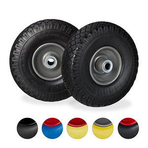 relaxdays Sackkarrenräder luftbereift schwarz, grau Stahl Felgen, Achse 2,0 cm