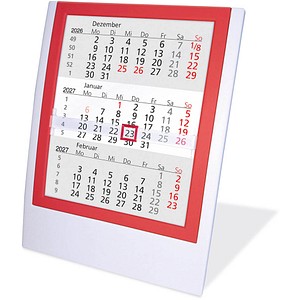 Tischkalender Einsteckkalender 2026/2027 weiß/rot