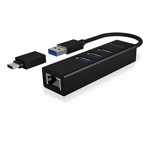 RaidSonic ICY BOX® USB-Hub Icy Box IB-HUB1419-LAN 4-fach schwarz
