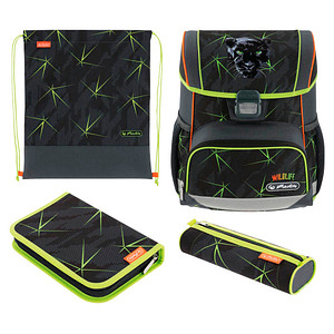 herlitz Schulranzen-Set Loop Plus Wild Life Kunstfaser grau