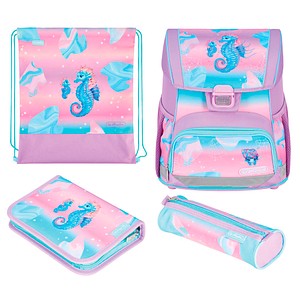 herlitz Schulranzen-Set Loop Plus Ocean Lights Kunstfaser grün