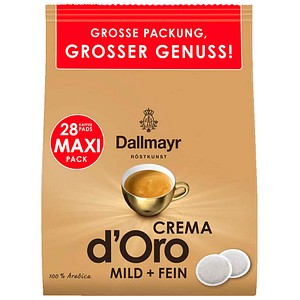 Dallmayr Crema d'Oro Kaffeepads, Arabicabohnen mild, 28 Pads