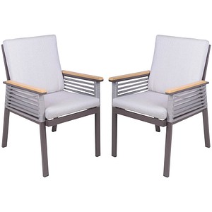 Garden Pleasure Gartenstühle mit Armlehnen DENIA beige, Metall, 2 St.