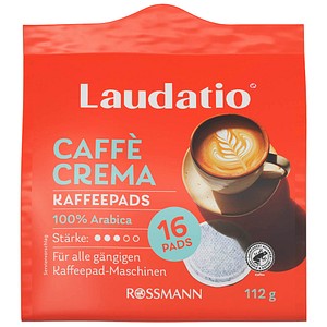 LAUDATIO CAFFÈ CREMA Kaffeepads, Arabicabohnen kräftig, 16 Pads