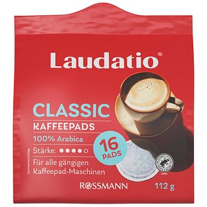 LAUDATIO CLASSIC Kaffeepads, Arabicabohnen kräftig, 16 Pads